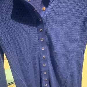 Free People Blue Textured Button-Down Shirt